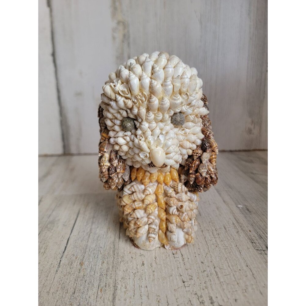 Himark vintage seashell covered dog folk art decor figure‎ unique